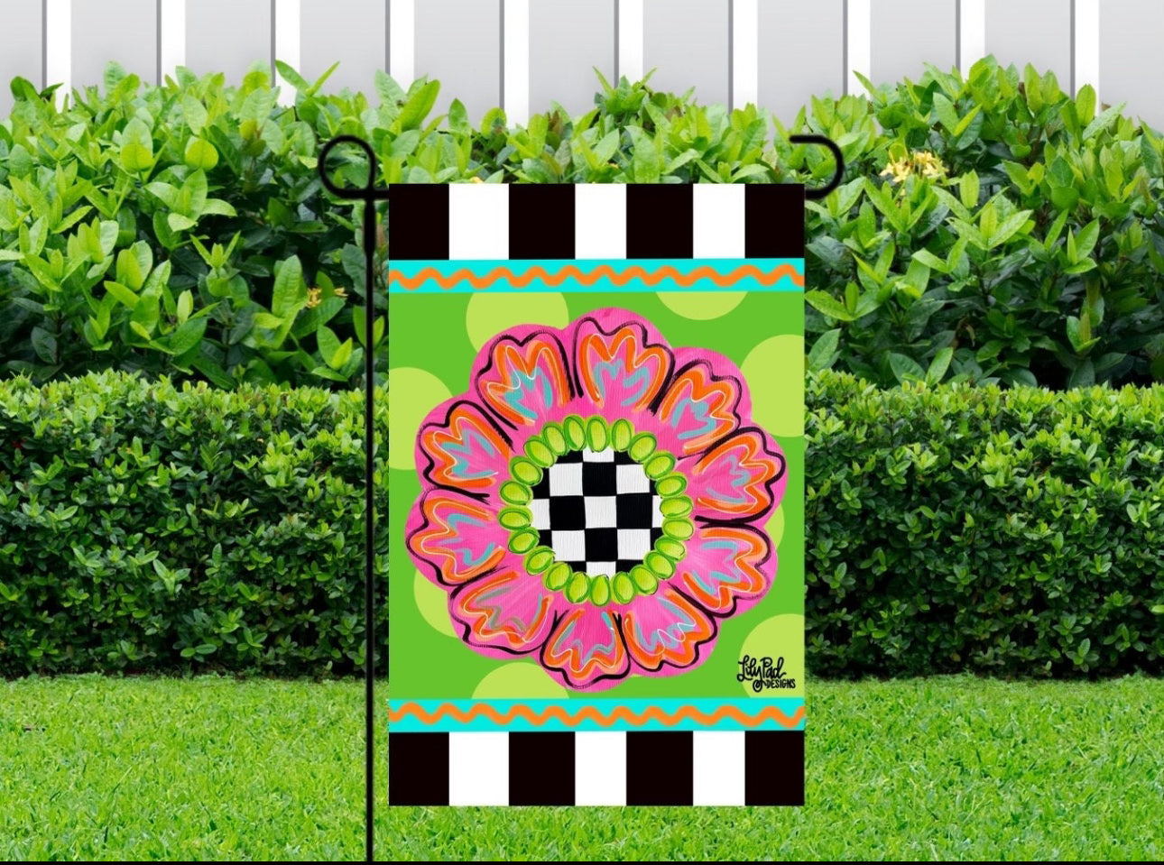 Checker Flower Garden Flag