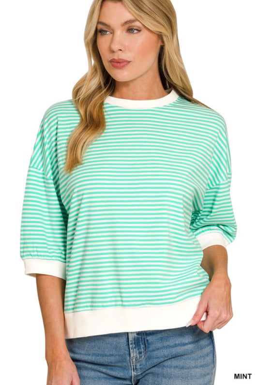 Minty Stripe Top