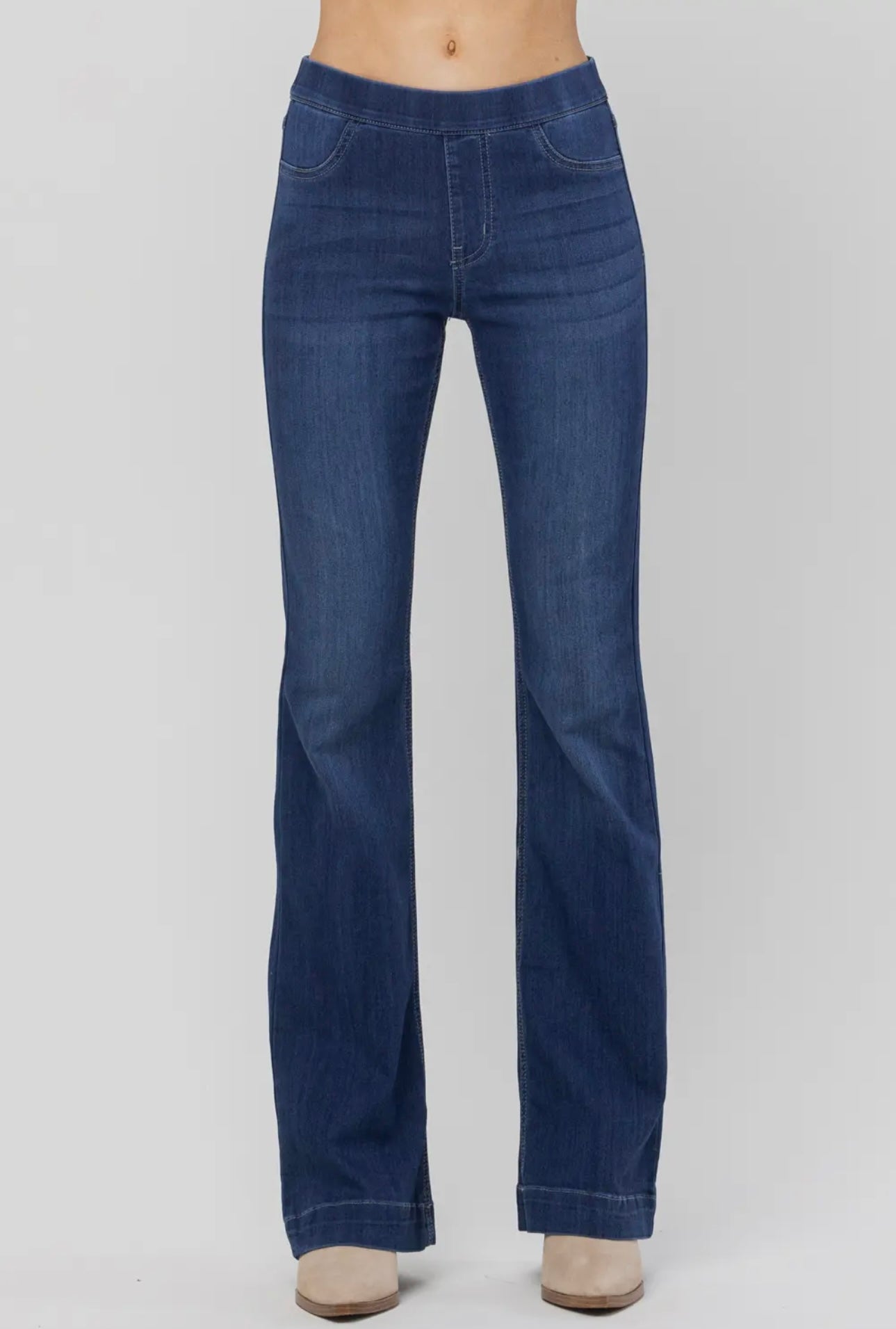 Sasha Pull On Flares (Dark Denim)