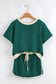 Evergreen Colorblock Edge Drop Shoulder T Shirt and Skort 2Pcs Set