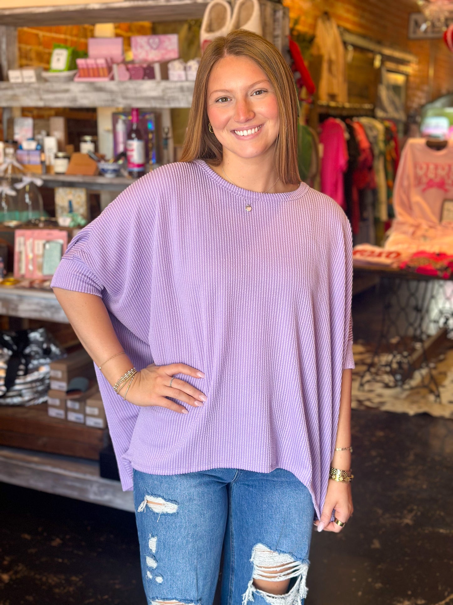 Lydia Lilac Oversized Top
