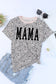 MAMA Animal Print Round Neck Short Sleeve T-Shirt