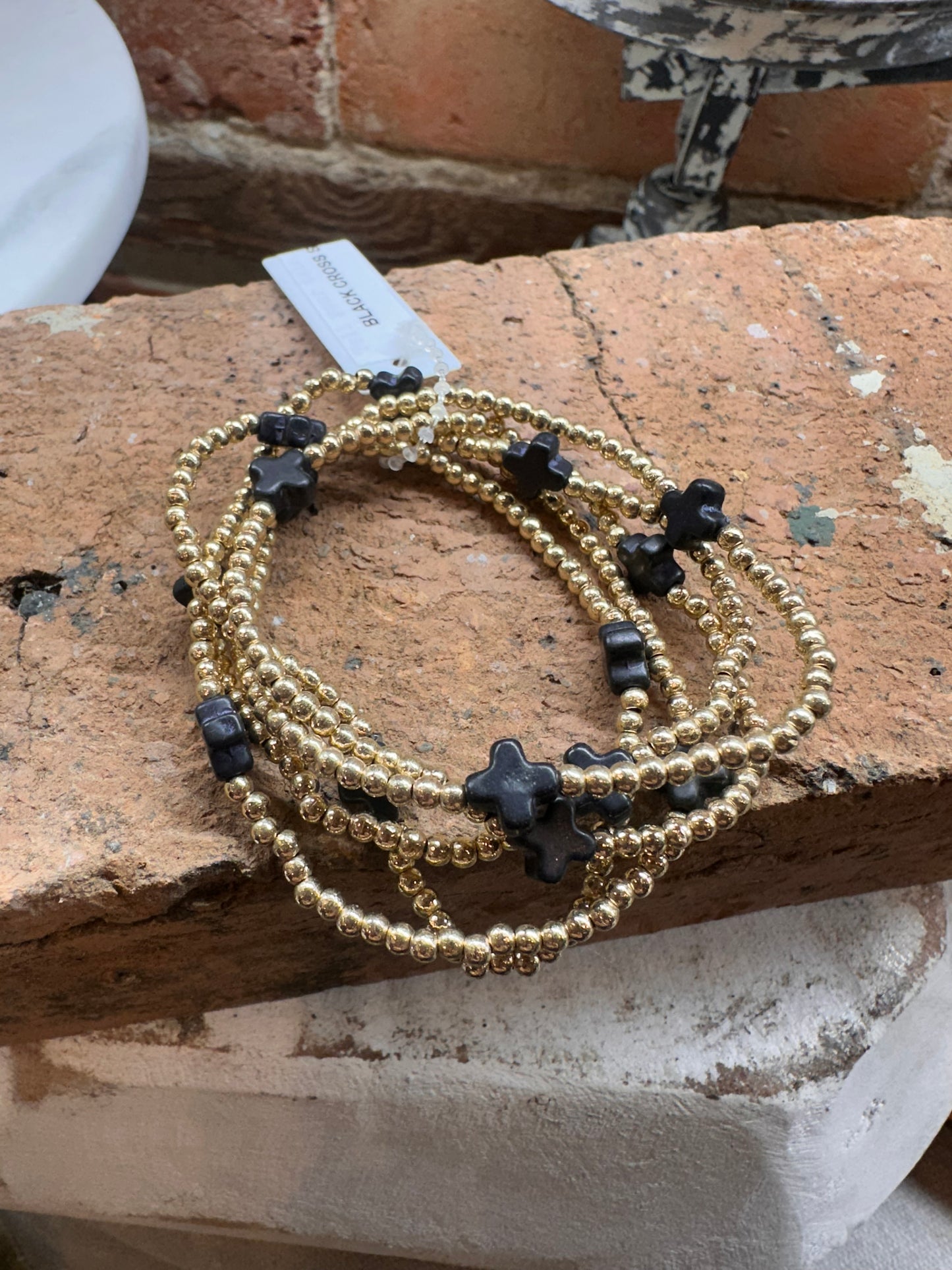 Black Cross Bracelet Stack Set
