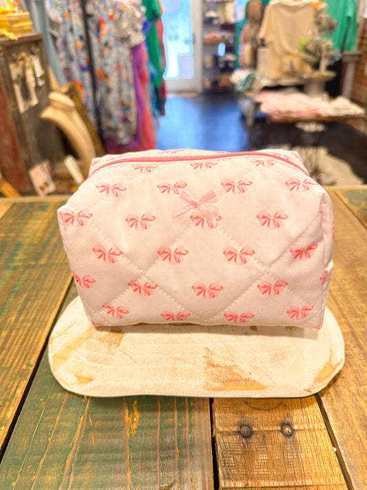 Pink Bow Makeup Bag