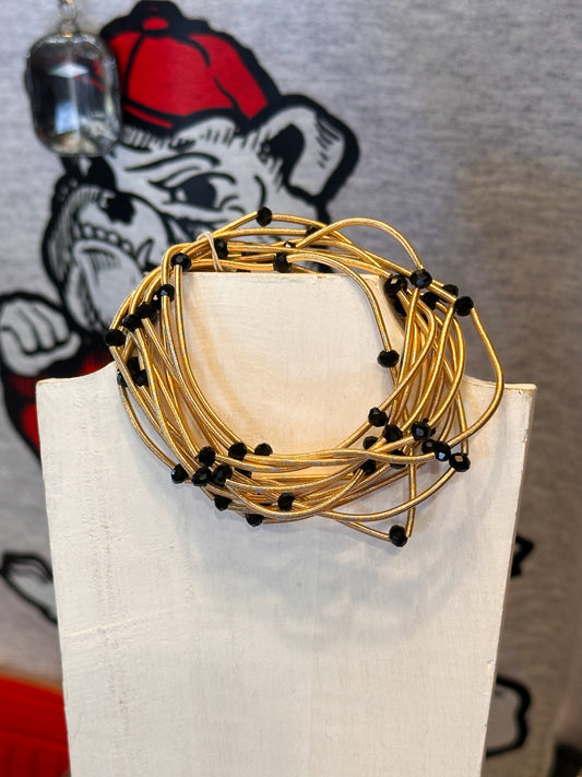 Black Beaded Bracelet Set