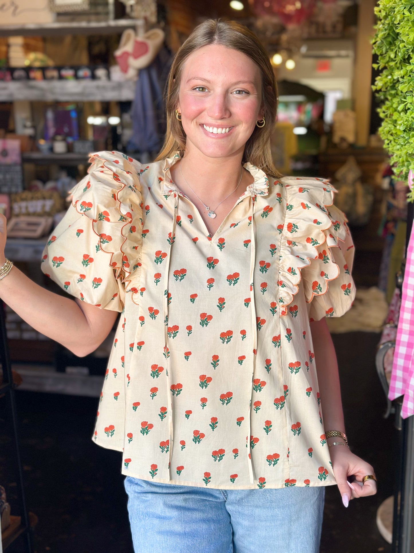 Posie Floral Ruffle Top