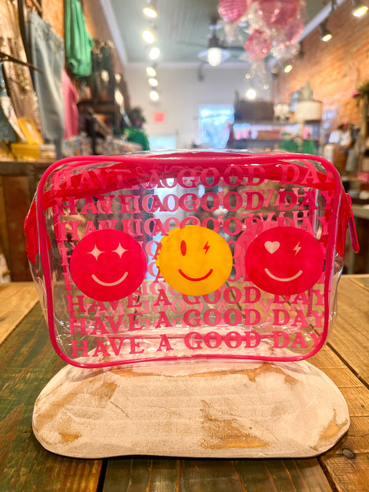 Preppy Smiley Clear Makeup Bag