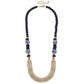 Monroe Chinoiserie & Painted Wood Necklace in Navy