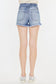 Kancan High Rise Frayed Hem Denim Shorts