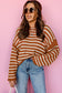 Brown Stripe Drop Shoulder Casual Sweater