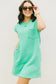 Mint Green Textured Cap Sleeve T Shirt Dress