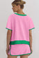 Bonbon Colorblock Edge Drop Shoulder T Shirt and Skort 2Pcs Set