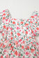 Pink Floral Puff Sleeve Square Neck Empire Waist Tiered Maxi Dress