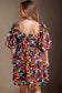 Plus Size Printed Square Neck Half Sleeve Dress