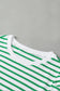 Green Stripe Puff Sleeve Elegant T-shirt