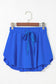 Sky Blue Drawstring High Waist Lined Tennis Skorts