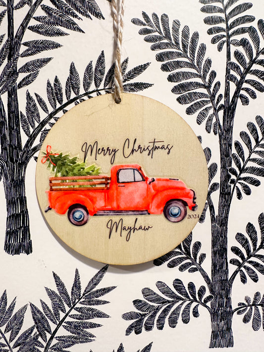 Red Truck Mayhaw Ornament