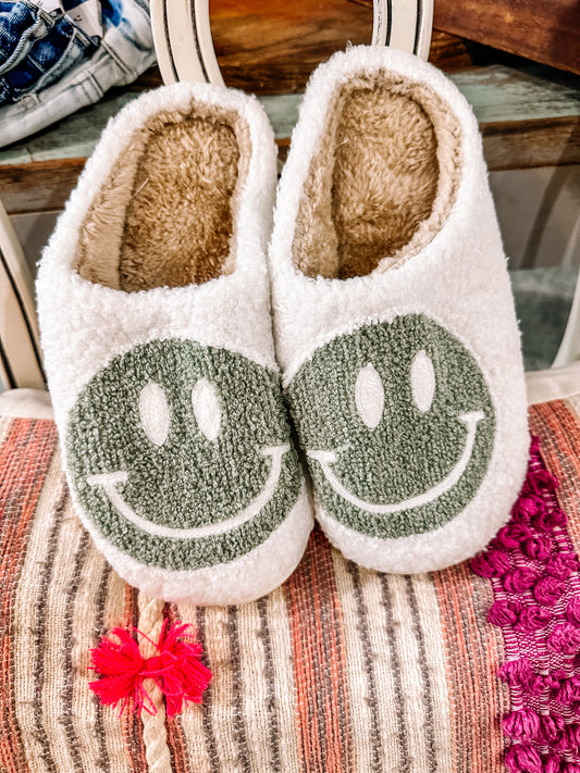 Sage Smiley Slippers