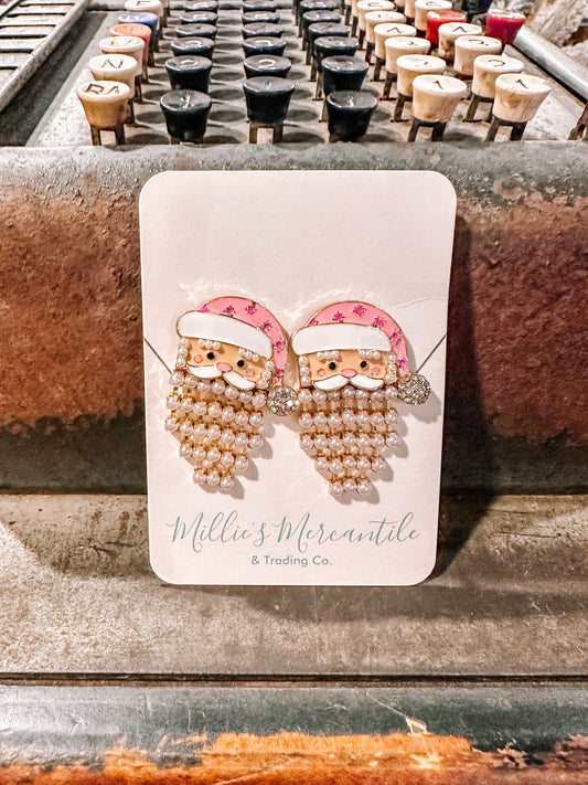 Pearly Santa Earrings