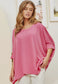 Preppy Pink Oversized Ribbed Top