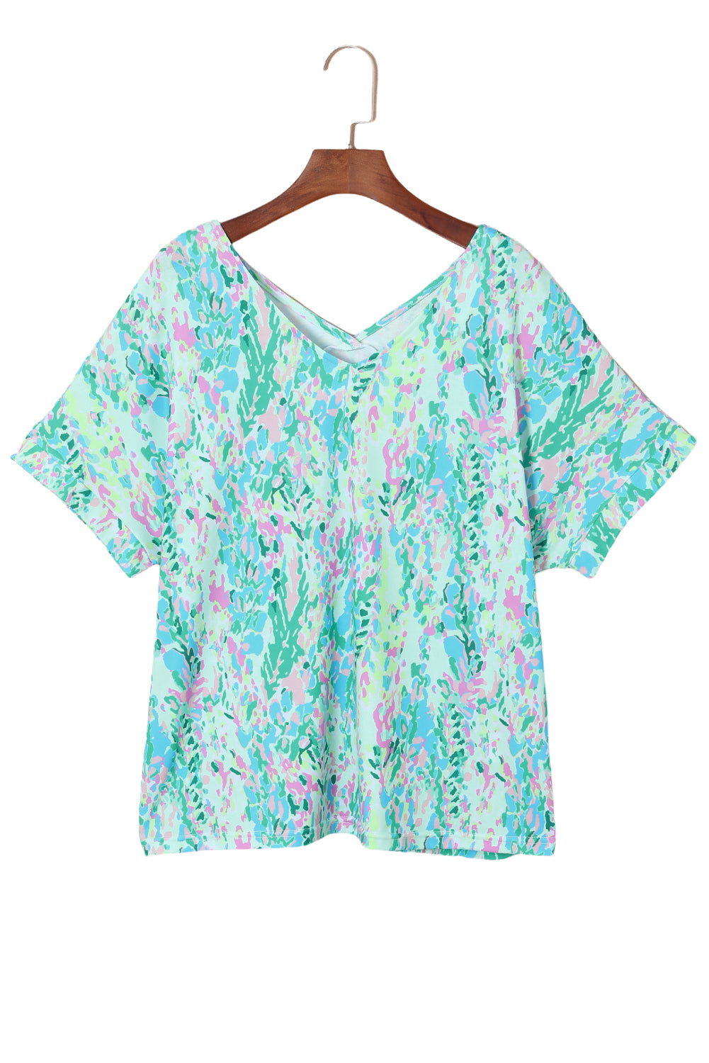 Green Loose Painted Floral Tee
