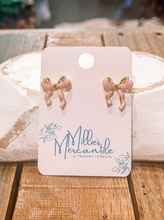 Pink Bow Studs