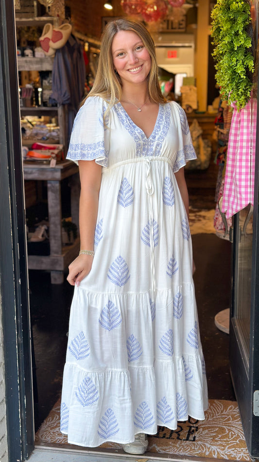 Della Embroidered Maxi Dress