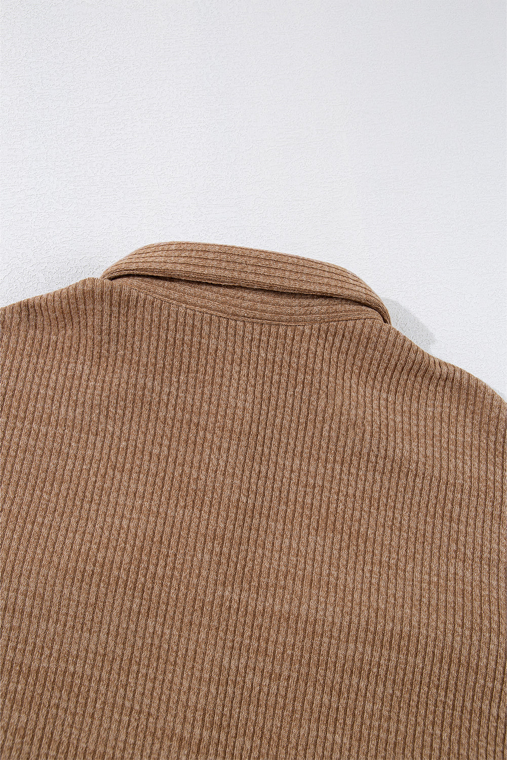 Dark Khaki Solid Color Corduroy Buttoned Long Sleeve Shacket