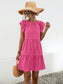 Ruffled Round Neck Cap Sleeve Mini Dress