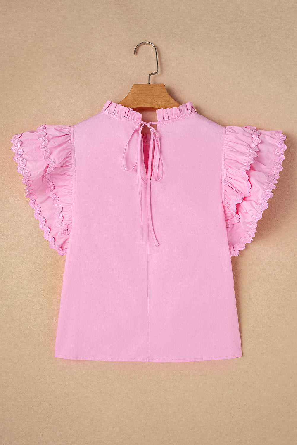 Bonbon Ricrac Ruffled Sleeve Frilled Collar Blouse