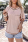 Dusty Pink Exposed Seam Detail Loose T-shirt