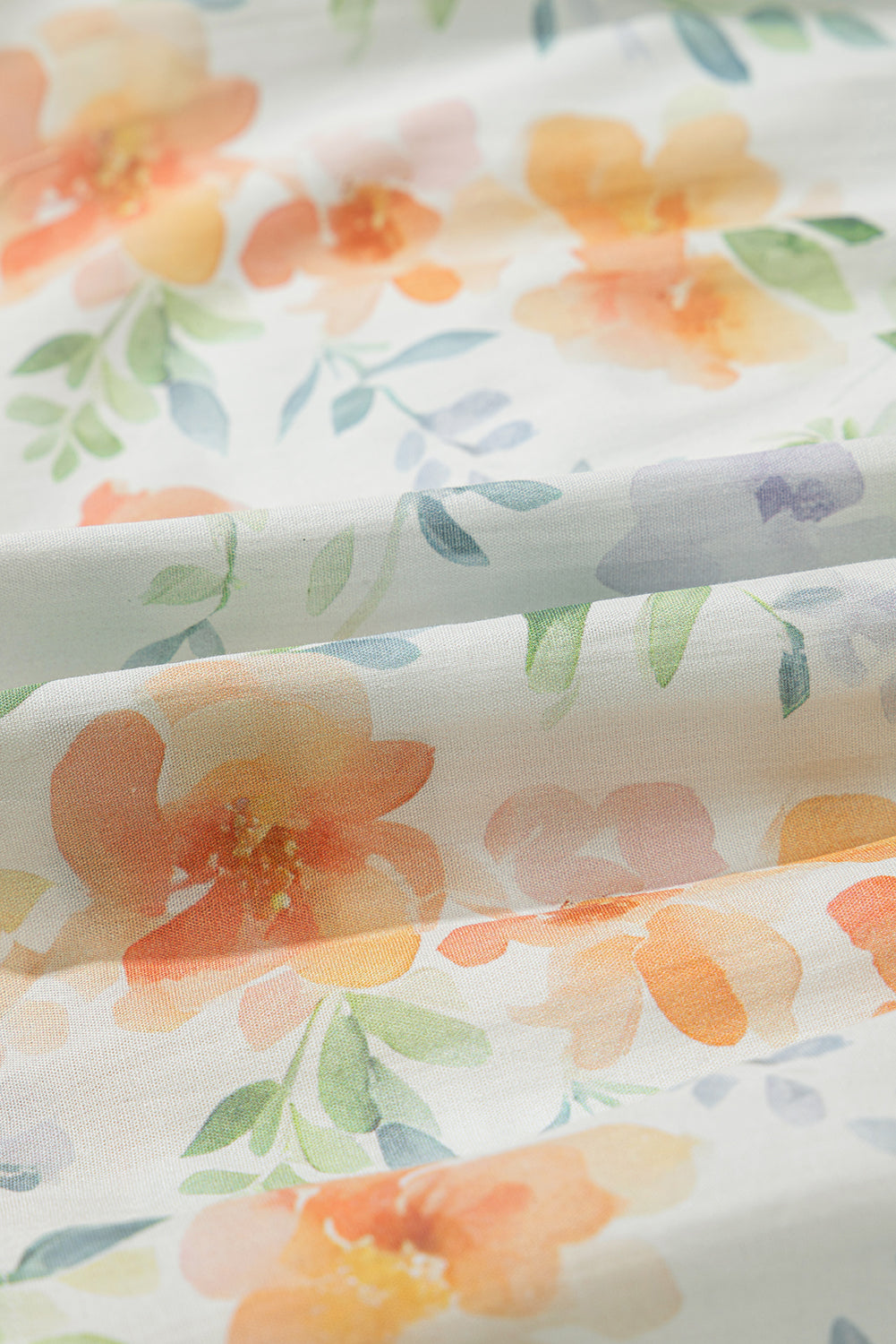 Beige Floral Print Shirred High Waist Puff Sleeve Mini Dress