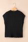 Black Crew Neck Cable Knit Short Sleeve Sweater