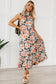 Black Boho Floral Print Knotted Halter Ruffled Maxi Dress