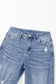 Dusk Blue High Rise Ripped Distressed Hem Flared Jeans