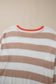 Apricot Colorblock Striped Round Neck Drop Shoulder Sweater