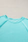 Light Blue Ribbed Exposed Seam Casual Plus Size T Shirt