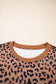 Khaki Leopard Striped Patchwork Plus Size Loose Sweatshirt