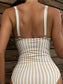 Striped Plunge Sleeveless One-Piece Swimwear