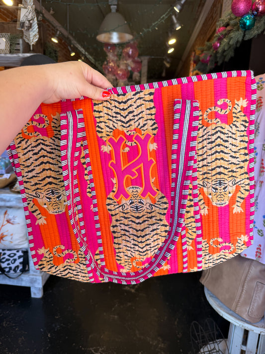 Monogram Tiger Print Tote