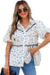 White Contrast Trim Floral Puff Short Sleeve Shirt