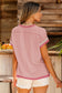 Light Pink Textured Contrast Trim Round Neck T Shirt