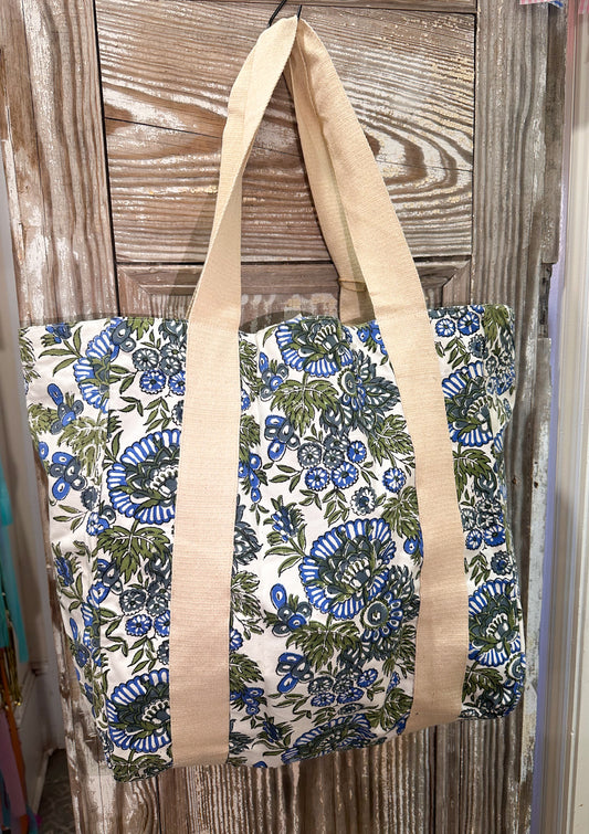 Margaux Block-print Canvas Tote