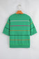 Green Colorblock Striped Half Sleeve Drop Shoulder Sweater