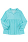 Turquoise Cordrd Balloon Sleeve Collar Plus Babydoll Top