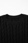 Black Crew Neck Cable Knit Short Sleeve Sweater