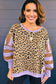 Purple Leopard Striped Patchwork Plus Size Loose Sweatshirt