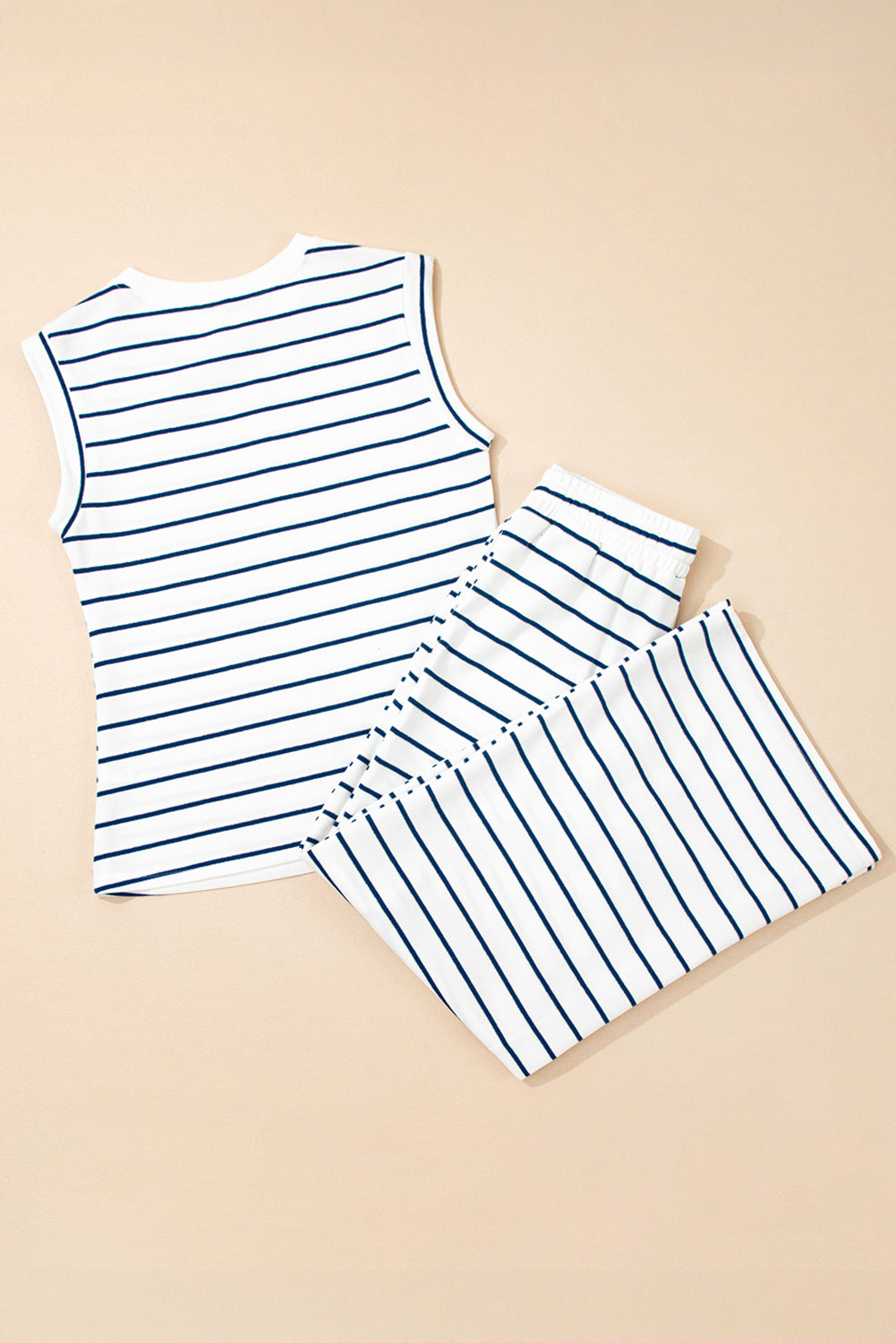 Sail Blue Casual Wide Leg 2pcs Pants Set