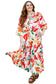 Orange Floral Print Drawstring V Neck Tiered Plus Size Dress