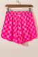 Rose Checkered Drawstring Elastic Waist Casual Shorts